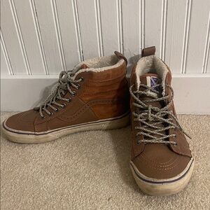Vans Brown Fleece Lined Treaded High-Top with White & Purple Accents